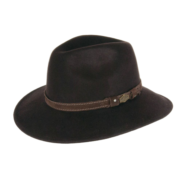 MJM Levi Brown Wool Traveler Hat - Vedenpitävä ja murskaus