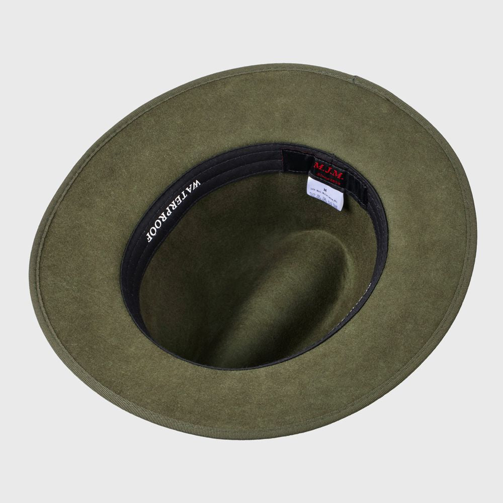 MJM MAUK Olive Uld Filt Hat - Waterproof & Crushable - Fedora Hat fra MJM Hats hos The Prince Webshop