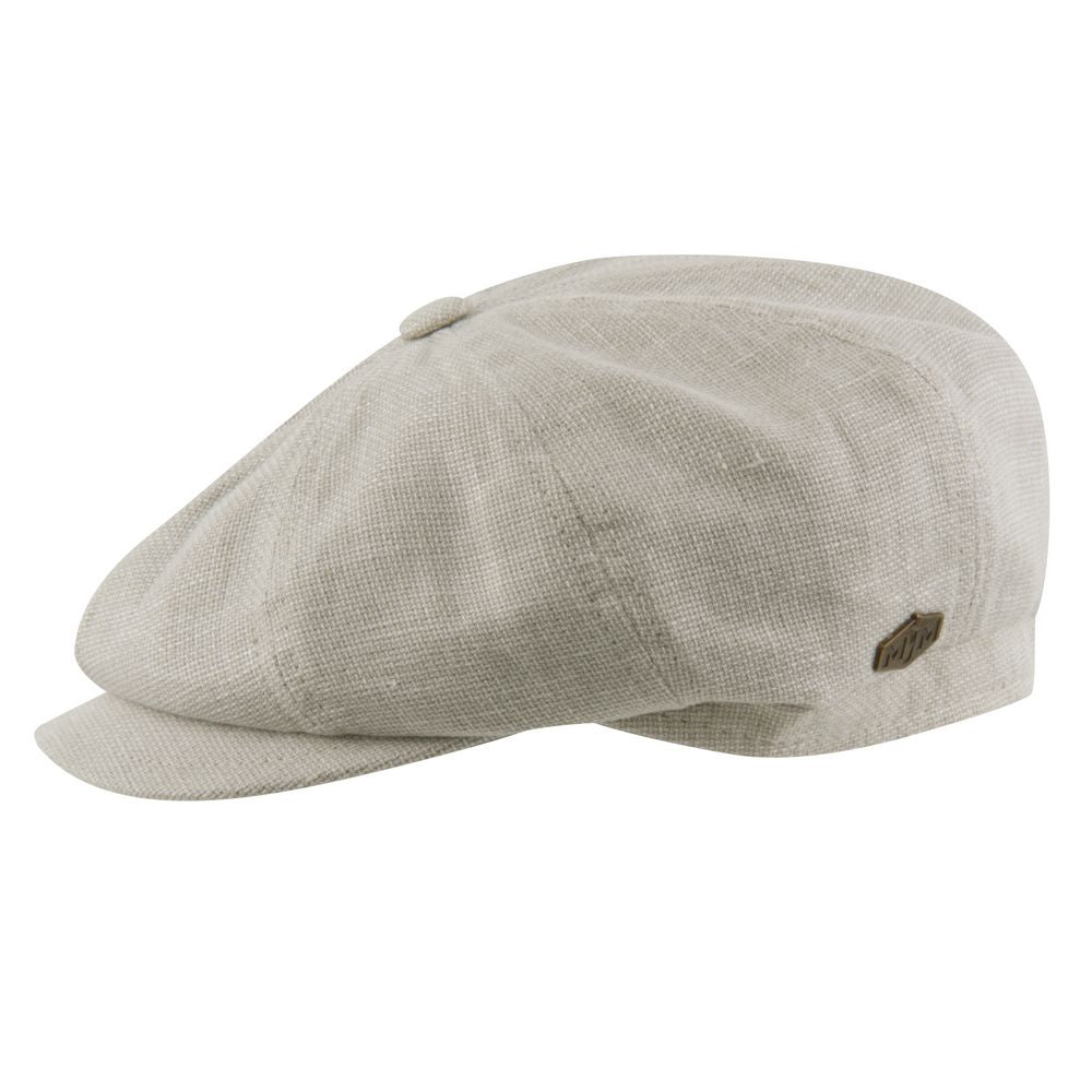 MJM Montreal Beige Linen 8-panel Sixpence - Flat Cap fra MJM Hats hos The Prince Webshop