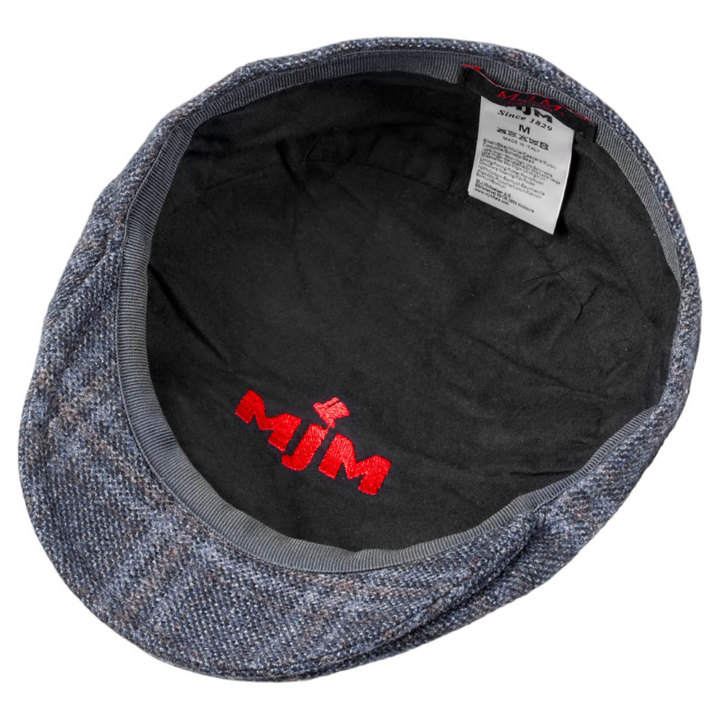 MJM Rebel 32 Virgin Wool Blue Check Sixpence - Flat Cap fra MJM Hats hos The Prince Webshop