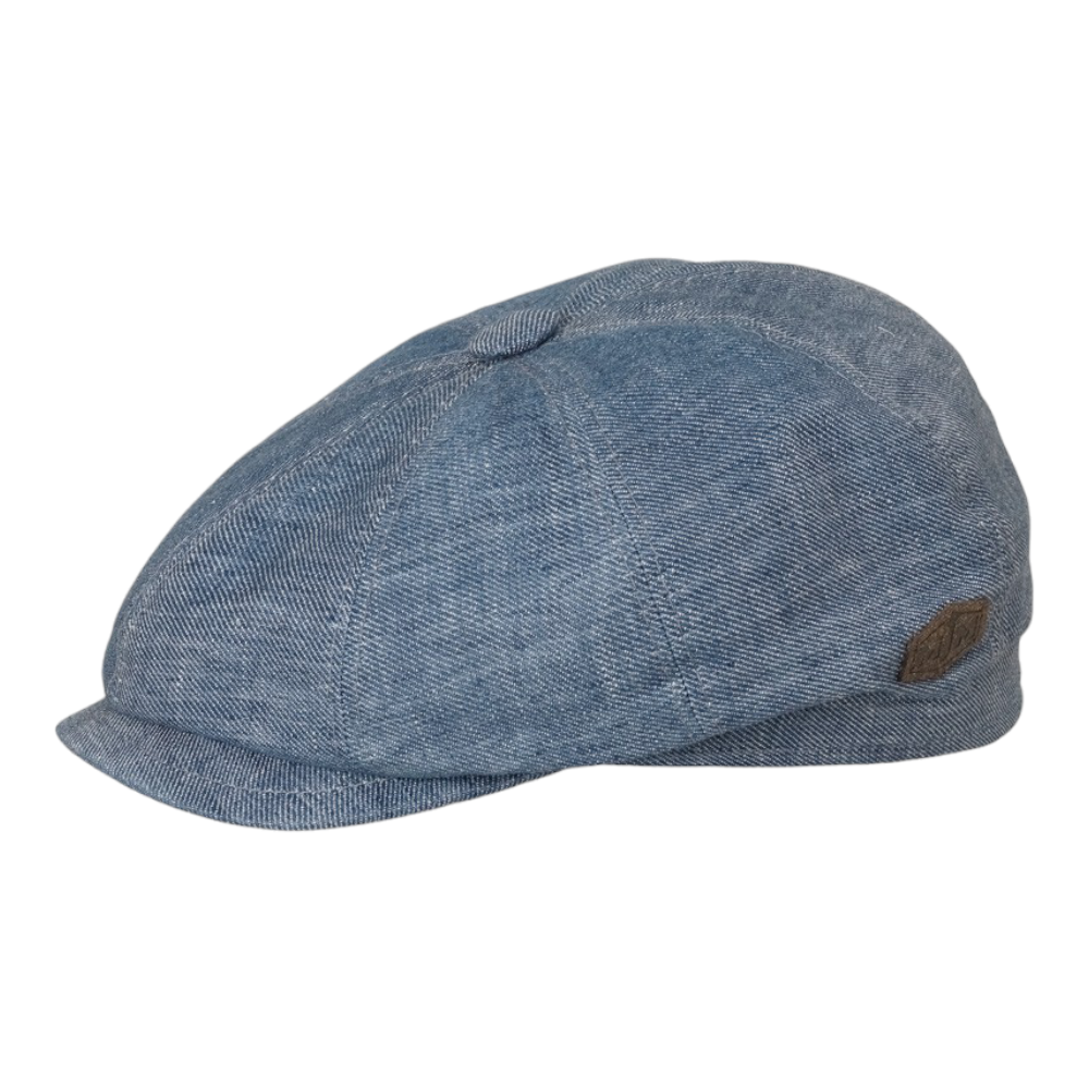 MJM Montreal Blue Linen 8-panel Sixpence - Flat Cap fra MJM Hats hos The Prince Webshop