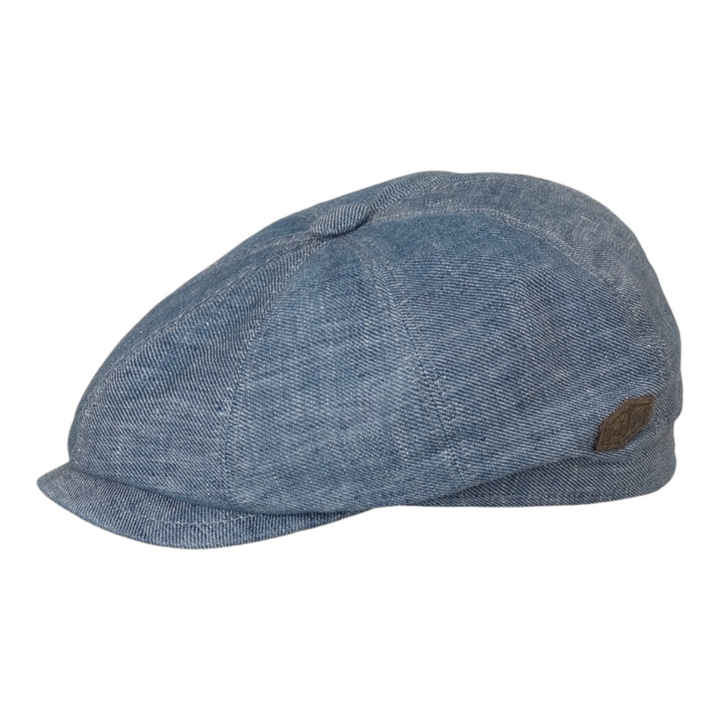MJM Montreal Blue Linen 8-panel Sixpence - Flat Cap fra MJM Hats hos The Prince Webshop