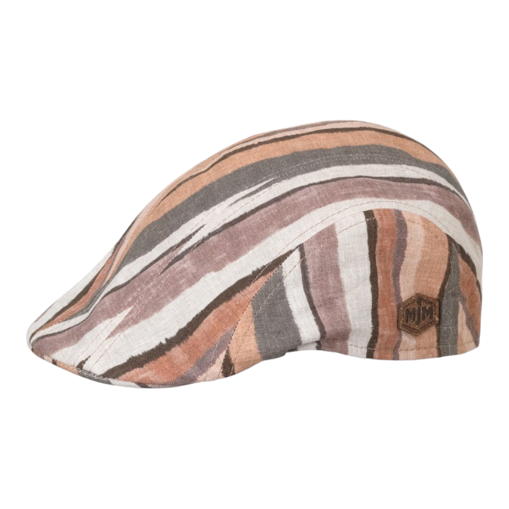 MJM Maddy 41 Linen Beige Stripe Sixpence - Flat Cap fra MJM Hats hos The Prince Webshop