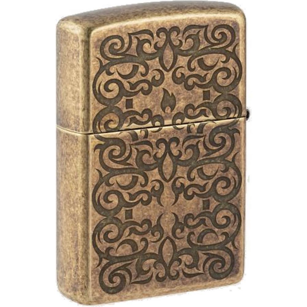 Zippo 60006435 Lighter - Antique Brass Etched Ornament - Zippo Lighter fra Zippo hos The Prince Webshop