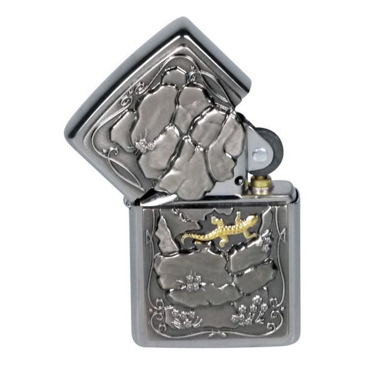 Zippo Lizard Trick 2 Lighter i Sort/Rød Træbox - Zippo Lighter fra Zippo hos The Prince Webshop