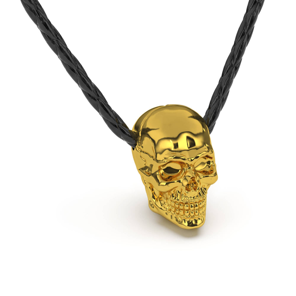 Læder halskæde "Skull" - Guld Kranie - Halskæde fra SERASAR hos The Prince Webshop