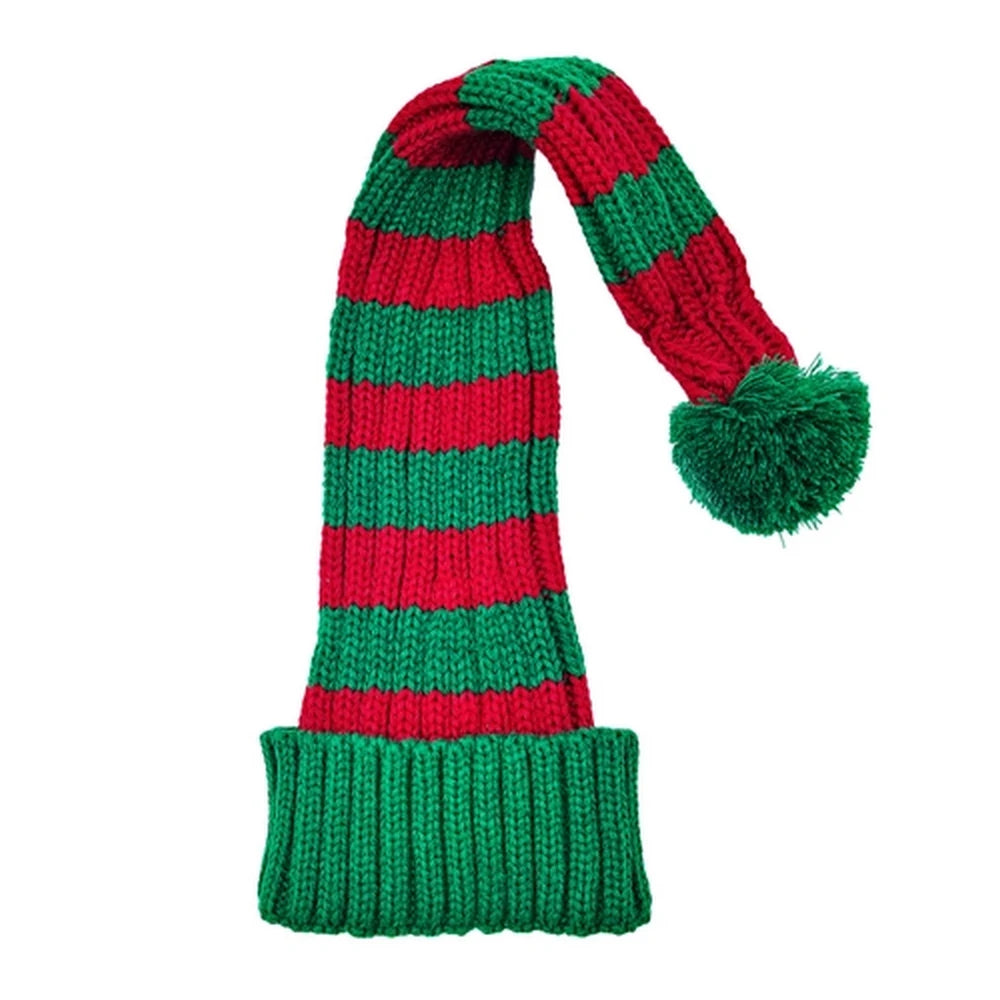 Nissebanden Nissehue - Klassisk Rib, Lang, Rød & Grøn - Hue fra Snazzy Santa hos The Prince Webshop