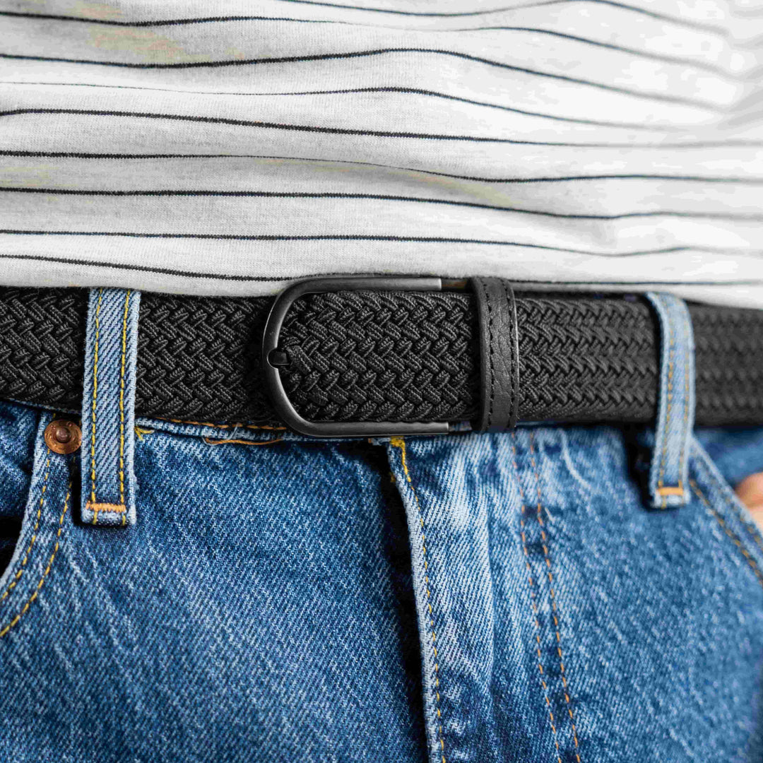 BILLYBELT All Black Woven Elastic Belt - Elastisk Komfort Bælte - Bælte fra BILLYBELT hos The Prince Webshop