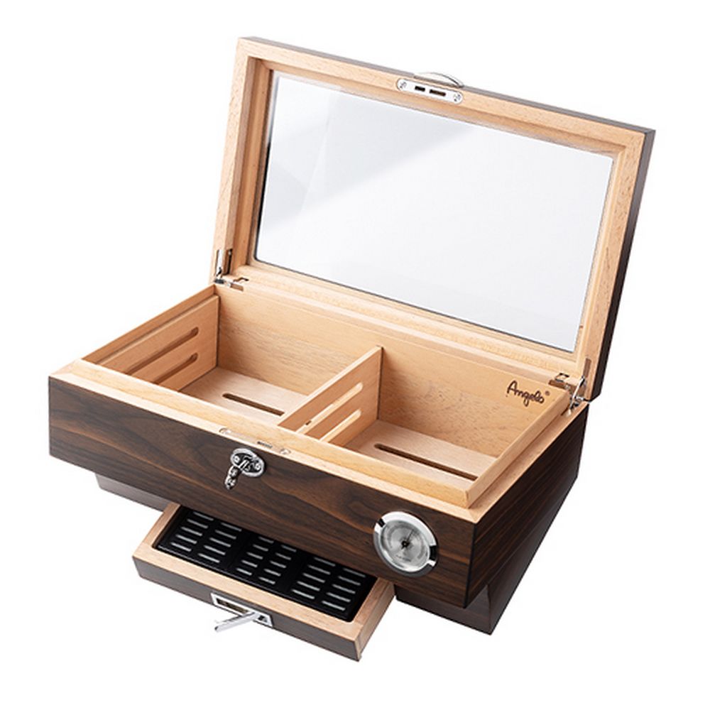 Angelo Gastro Cigar Humidor med Vindue, Lås og Skuffe - Cigar Humidor fra Angelo hos The Prince Webshop