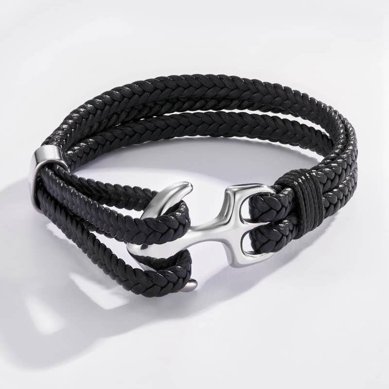 ANCHOR armbånd i rustfrit stål - Sort / Sølv