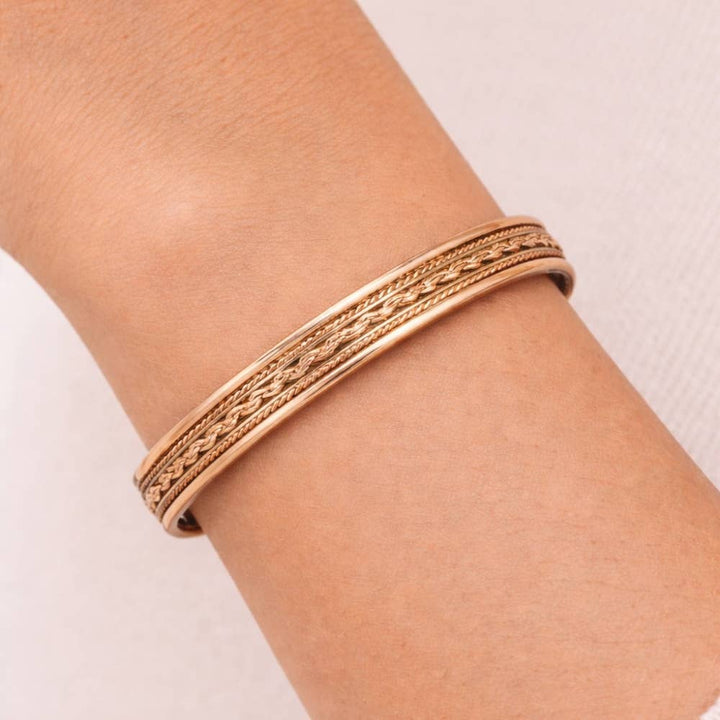 Kobber- og messing sundhedsklemmearmbånd med 2 magneter –