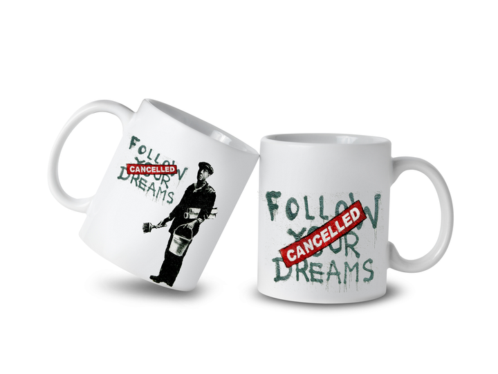 Banksy Ceramic Mug 325ml - Follow Your Dreams - Krus fra URBAN.ITY hos The Prince Webshop