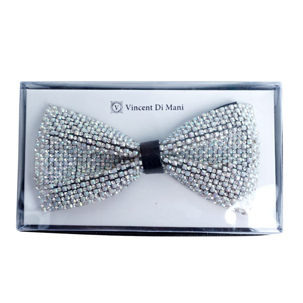 White Crystal Rhinestone Men's Bow Tie - Butterfly fra Vincent de Mani hos The Prince Webshop