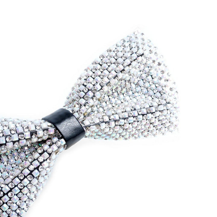 White Crystal Rhinestone Men's Bow Tie - Butterfly fra Vincent de Mani hos The Prince Webshop
