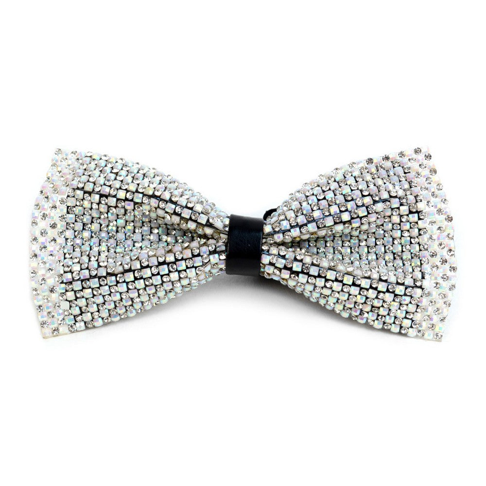 White Crystal Rhinestone Men's Bow Tie - Butterfly fra Vincent de Mani hos The Prince Webshop