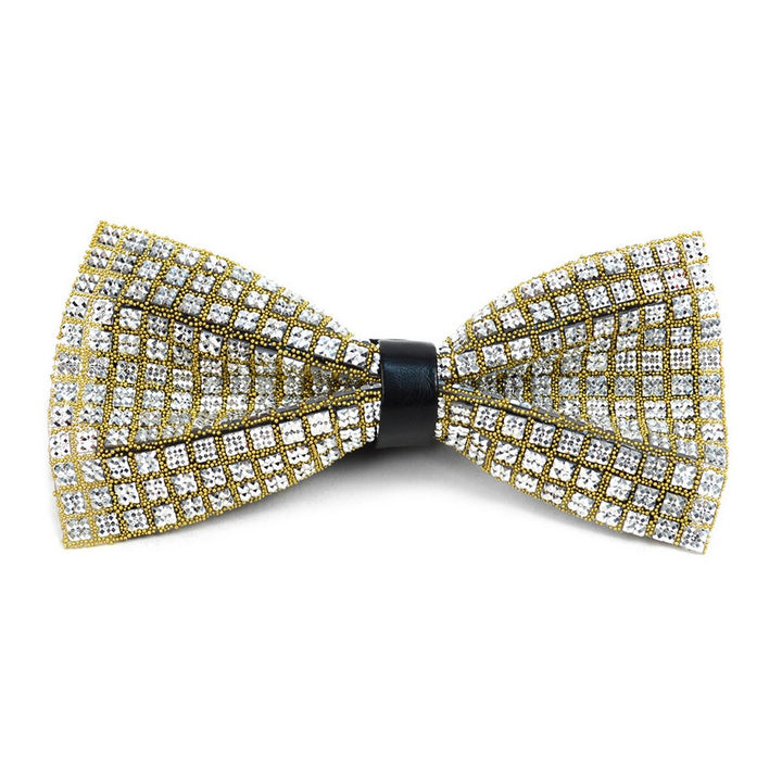 Crystal Silver Rhinestone Gold Men's Bow Tie - Butterfly fra Vincent de Mani hos The Prince Webshop