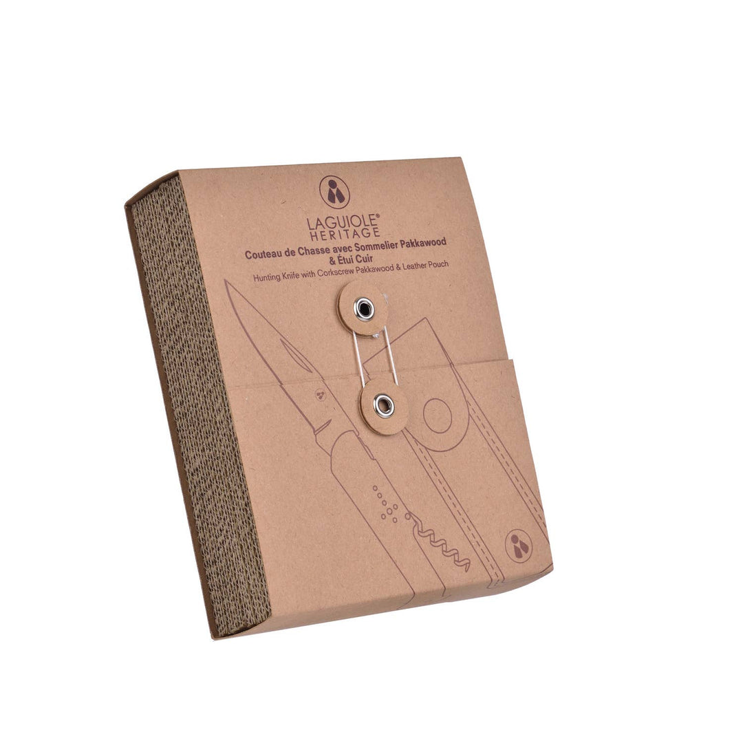 Sommelier Laguiole Foldekniv – Pakkawood Håndtag med Etui - Proptrækker fra Laguiole by Polyflame hos The Prince Webshop