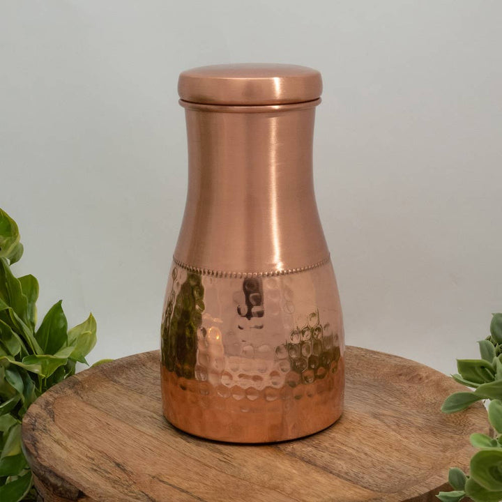 Ren kobberkaraffel halvt hamret med låg ± 950 ml kande