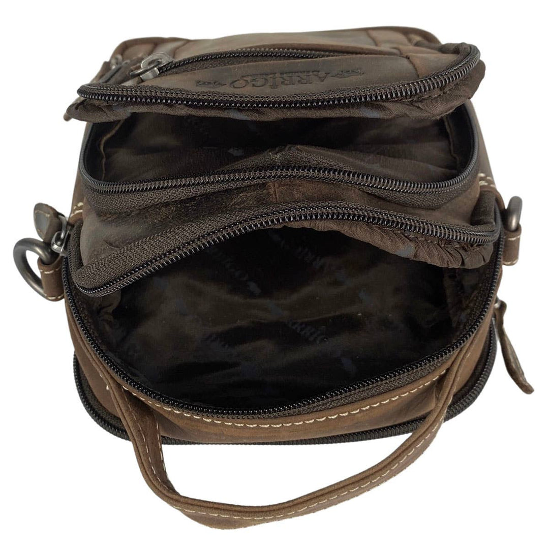 Arrigo Leather Crossbody Shoulder Bag & Belt Bag - Brun - Taske fra Arrigo hos The Prince Webshop
