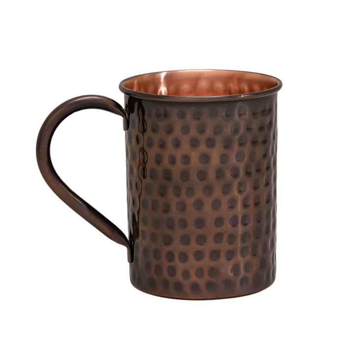 Mule kobberkrus med Messinghåndtag, hamret antik – 400 ml