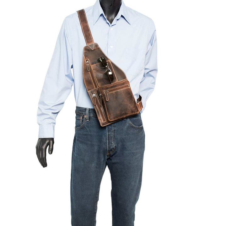 Arrigo Crossbody Shoulder Bag Buffalo Leather - Cognac - Taske fra Arrigo hos The Prince Webshop