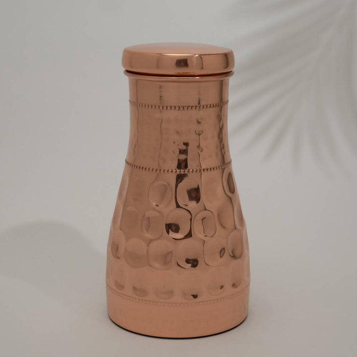 Pure copper carafe diamond hammered ± 950 ml jug