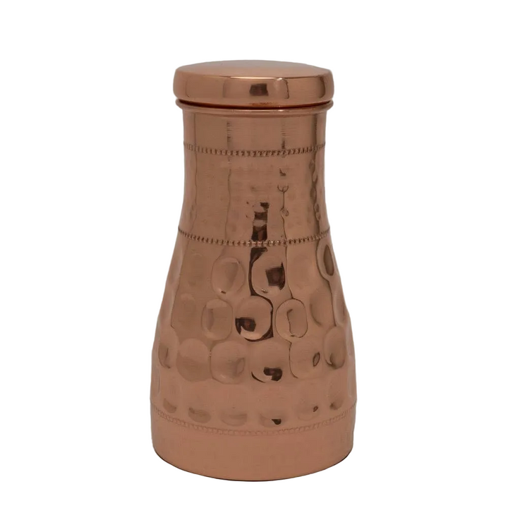 Pure copper carafe diamond hammered ± 950 ml jug