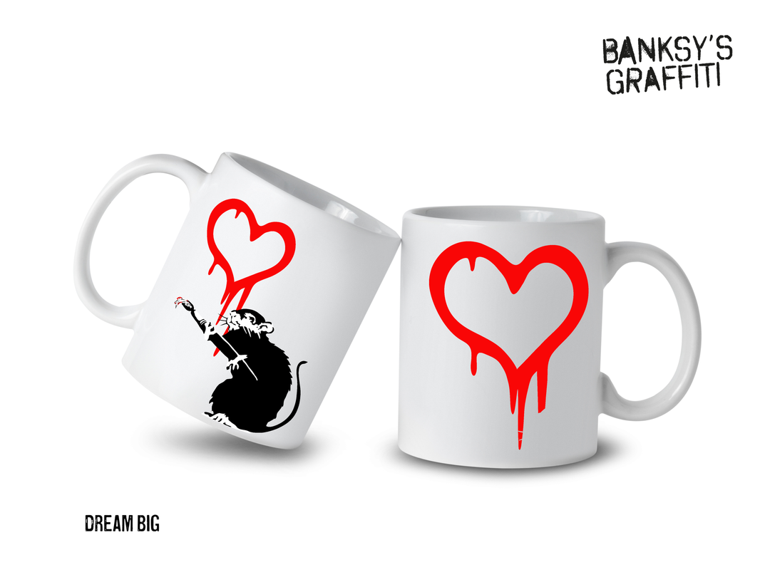 Banksy Ceramic Mug 325ml - Love Rat - Krus fra URBAN.ITY hos The Prince Webshop