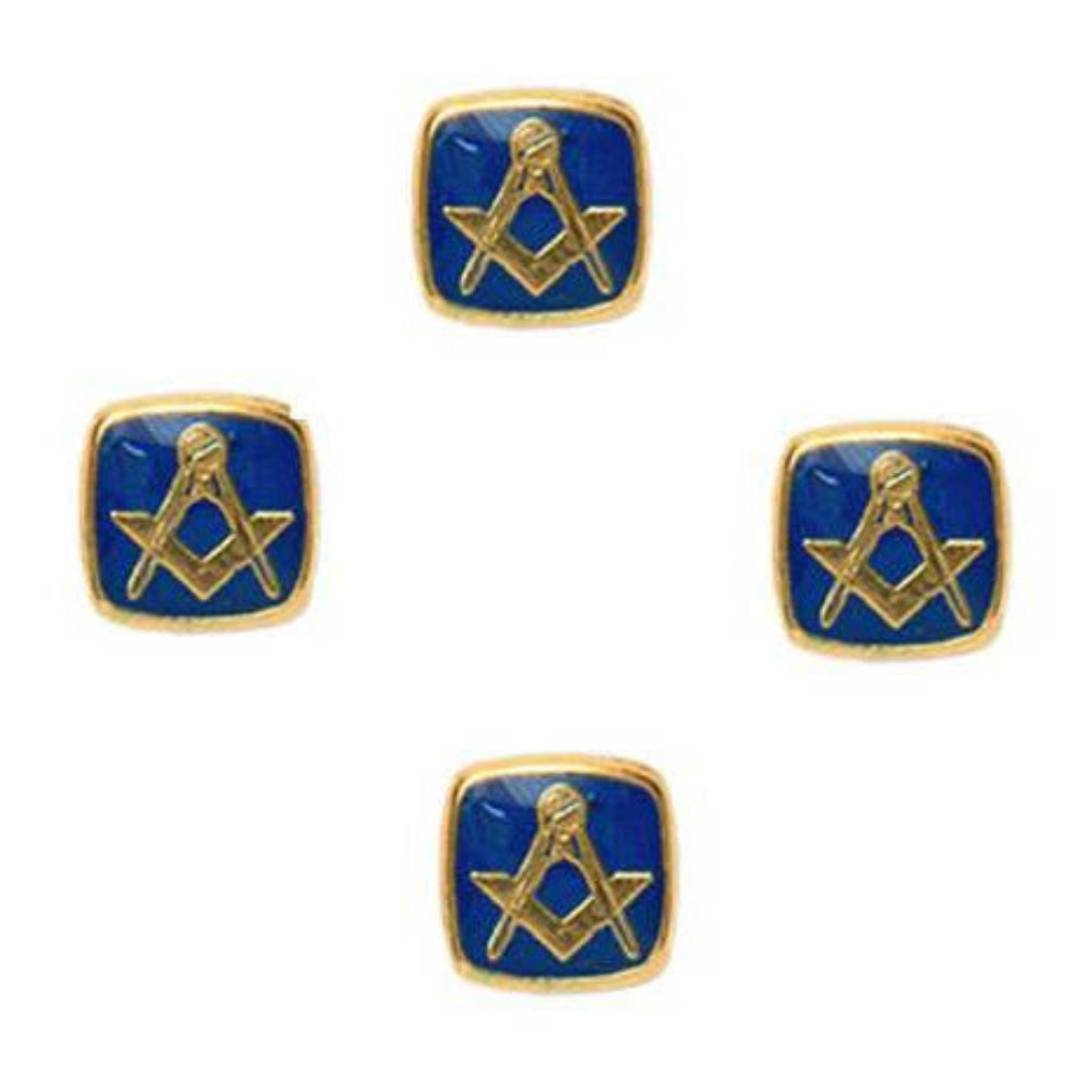 Set of 4 - Masonic Blue Dress Studs Gold Plate - Skjorteknapper fra David Aster Collection hos The Prince Webshop