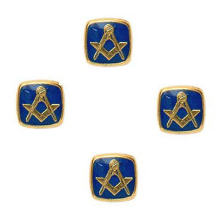 Set of 4 - Masonic Blue Dress Studs Gold Plate - Skjorteknapper fra David Aster Collection hos The Prince Webshop