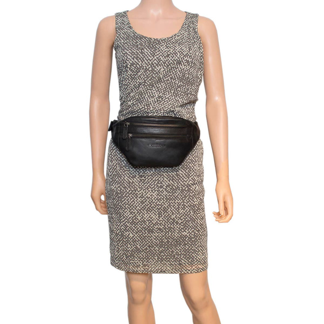 Leather Crossbody Bag - Fanny Pack - Belt Bag - Sort - Taske fra Arrigo hos The Prince Webshop