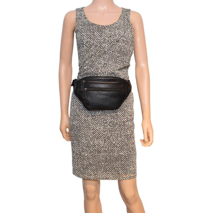 Leather Crossbody Bag - Fanny Pack - Belt Bag - Sort - Taske fra Arrigo hos The Prince Webshop