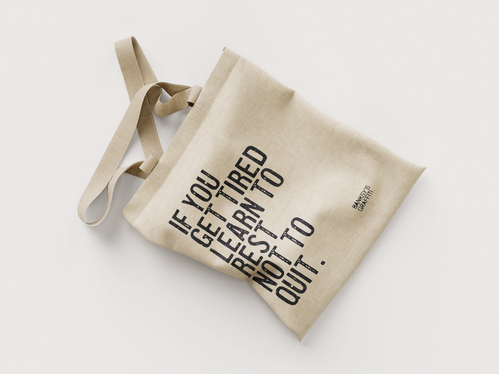 Banksy's Graffiti Mini Tote Bag - If You Get Tired - Tasker fra URBAN.ITY hos The Prince Webshop