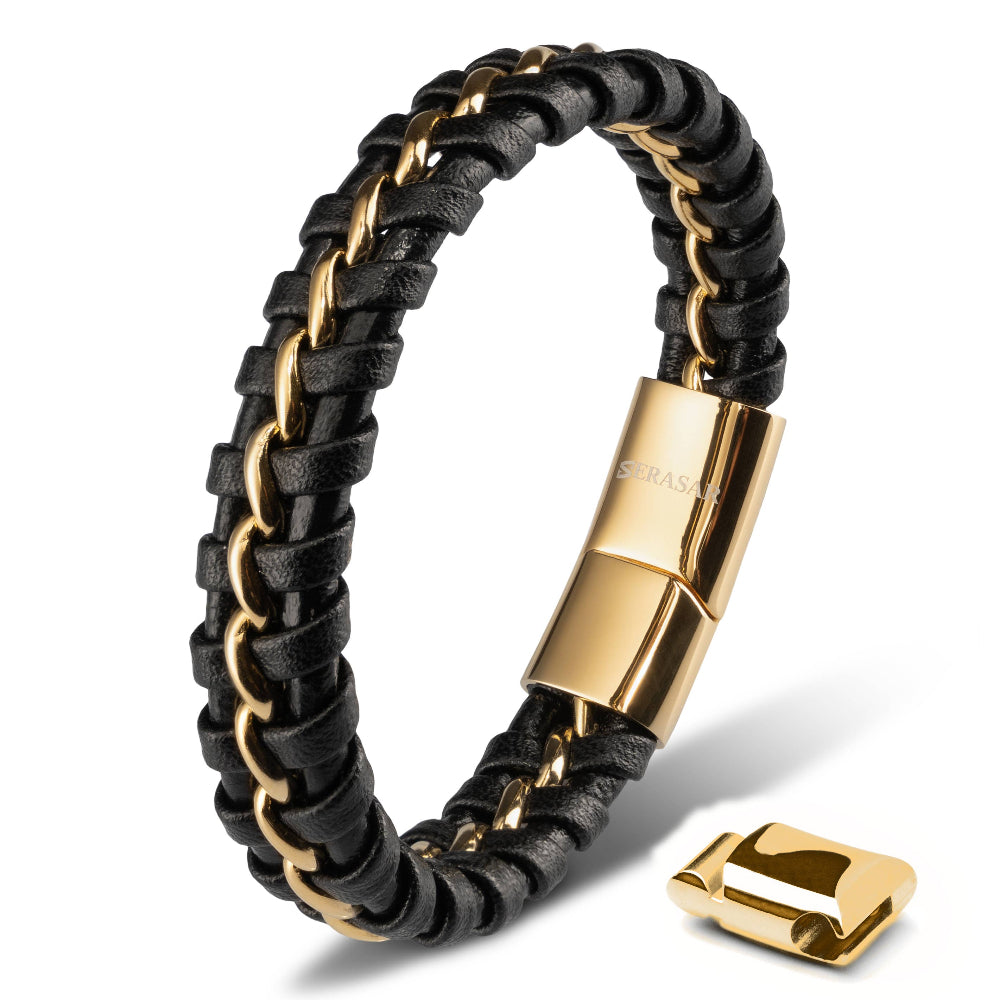Læder Armbånd “Joy” - Sort/Guld Okselæder - Armbånd fra SERASAR hos The Prince Webshop