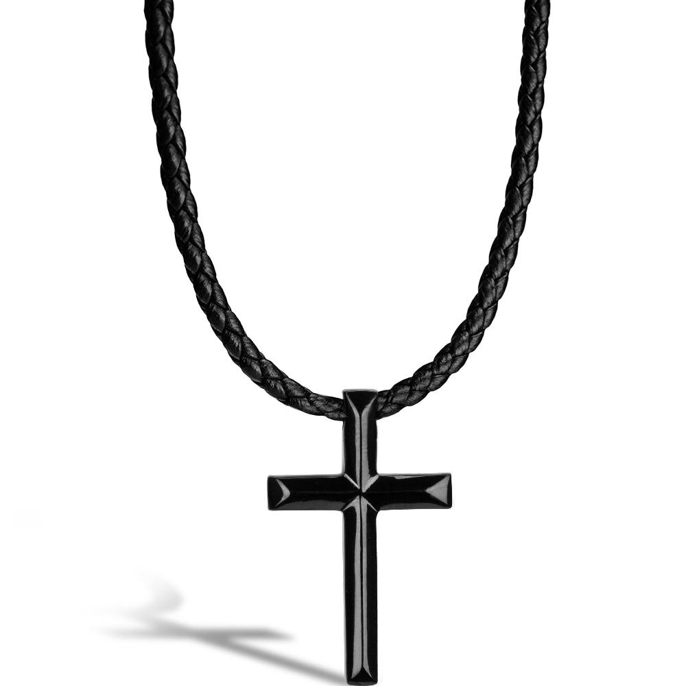 Læder halskæde “Cross” - Sort Krucifix - Halskæde fra SERASAR hos The Prince Webshop