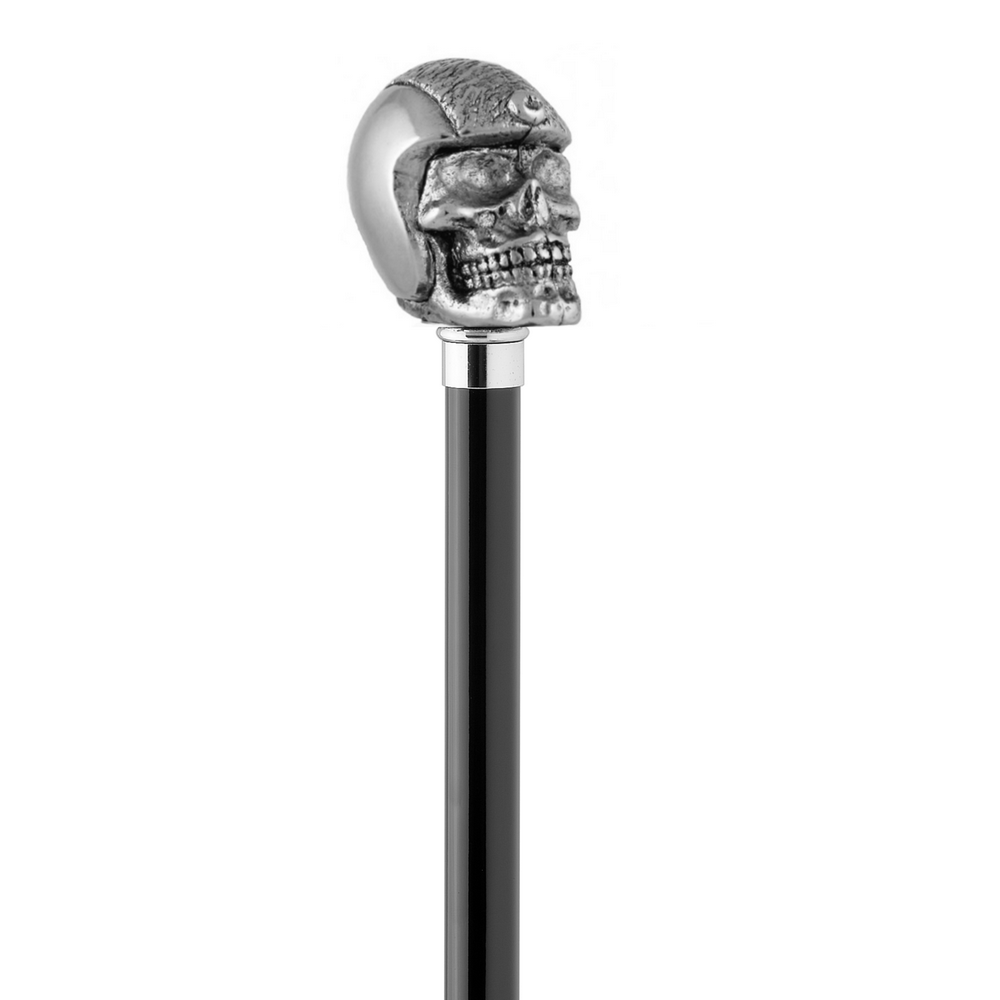 Spadserestok - SKULL WITH HELMET NICKEL - Spaderestok fra Ottavio Recalcati di Renato hos The Prince Webshop