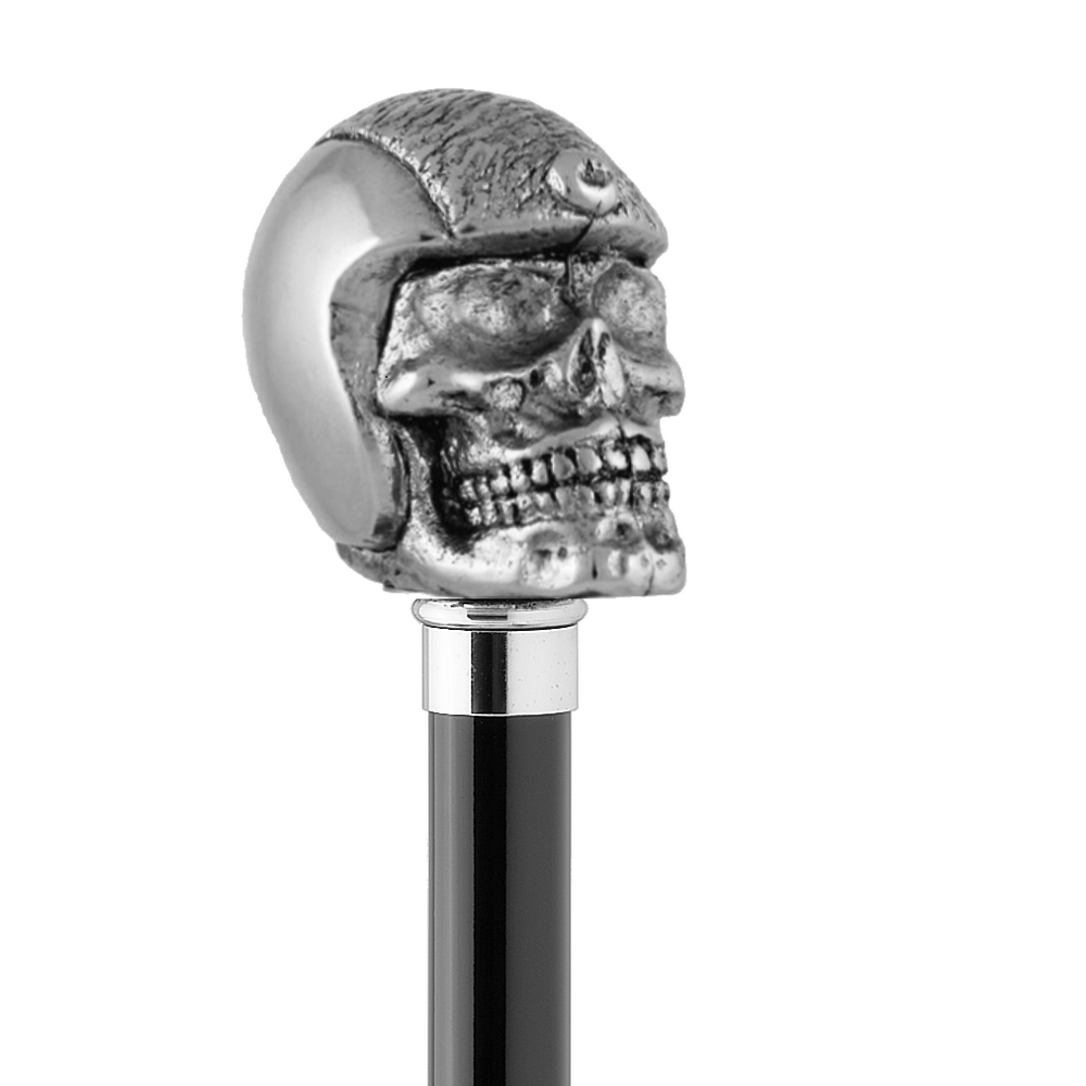 Spadserestok - SKULL WITH HELMET NICKEL - Spaderestok fra Ottavio Recalcati di Renato hos The Prince Webshop