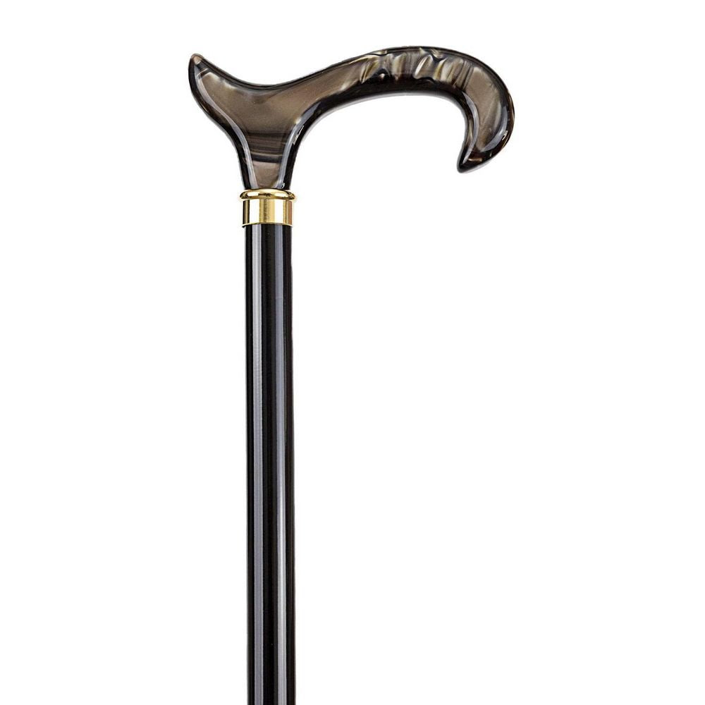 Spadserestok - Sort Bøg med Brun Acryl Derby - Spaderestok fra Ottavio Recalcati di Renato hos The Prince Webshop