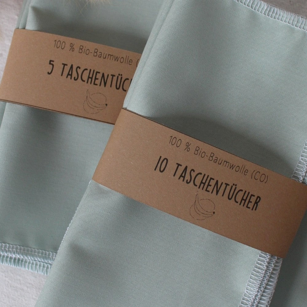 5 Pak Økologiske Lommetørklæder Hvid eller Mint - 20X20 cm - Lommetørklæde fra mango.bananen hos The Prince Webshop