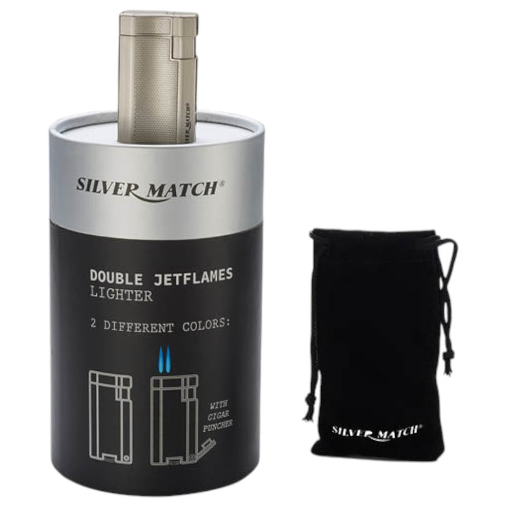 Cigar Lighter - Silver Match London - Double Torch & Puncher - Lighter fra Silver Match hos The Prince Webshop