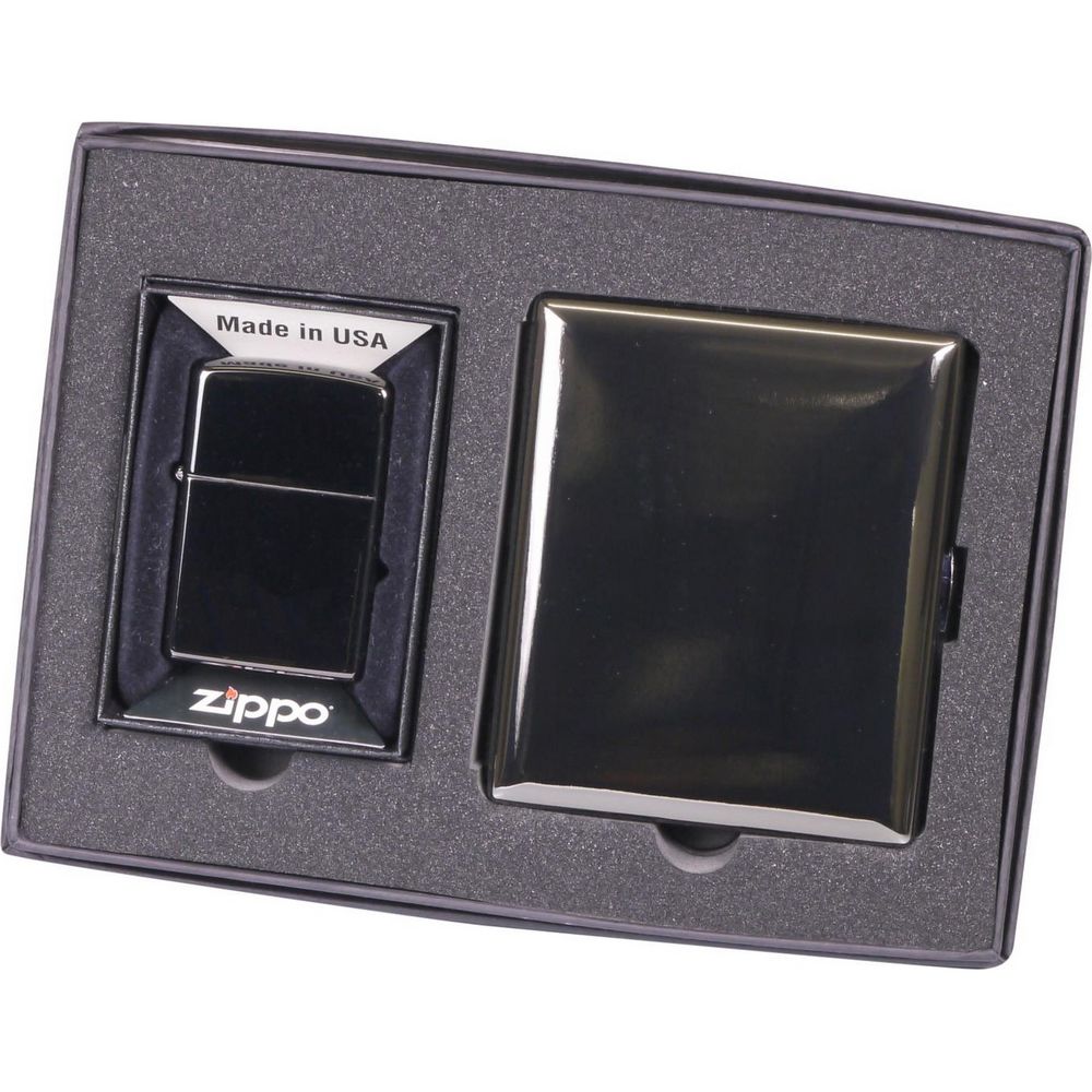 Zippo Gavesæt - Ebony Lighter og Etui - Zippo Lighter fra Zippo hos The Prince Webshop