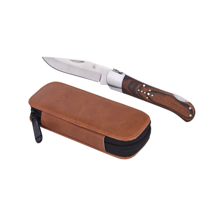 Laguiole Foldejagtkniv med Skede - Lommekniv fra Laguiole hos The Prince Webshop