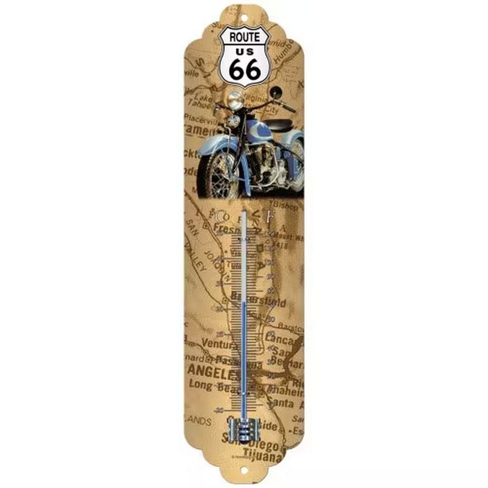 Retroworld Route 66 Thermometer - 7 x 28 cm - Termometer fra Retroworld hos The Prince Webshop