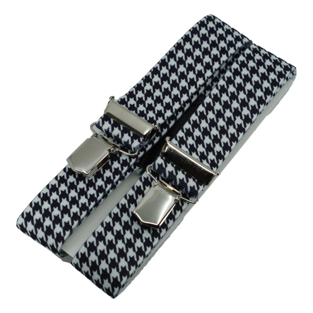 Ternede Brede Herre Seler med Houndstooth Motiv - Y Ryg & Clips - Seler fra SCANBELT Shooster hos The Prince Webshop