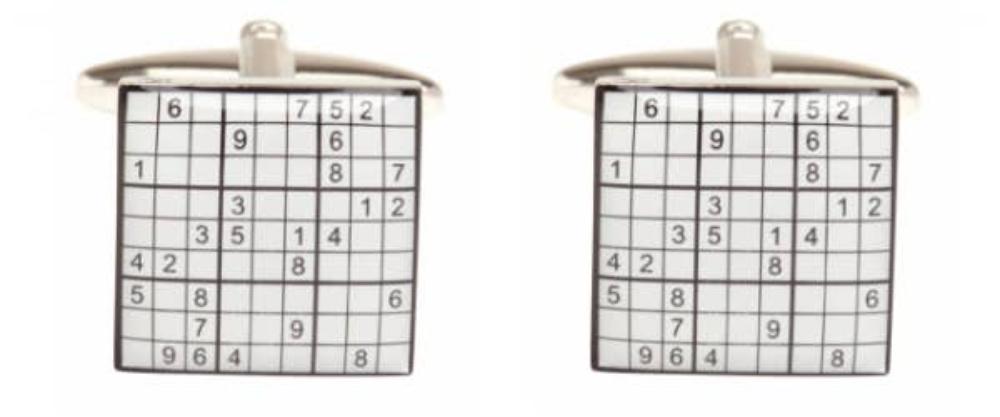 David Aster Sudoku Rhodium Plated Cufflinks - Manchetknapper fra David Aster Collection hos The Prince Webshop