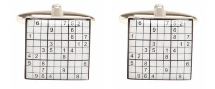 David Aster Sudoku Rhodium Plated Cufflinks - Manchetknapper fra David Aster Collection hos The Prince Webshop
