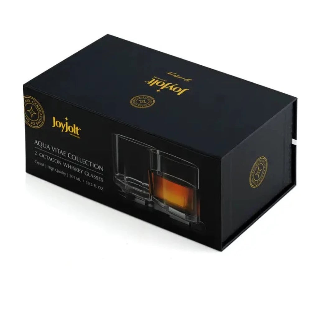 JoyJolt - Aqua Vitae Octagon Whiskey Glas - Sæt af 2 - Whiskey Glas fra JoyJolt USA hos The Prince Webshop