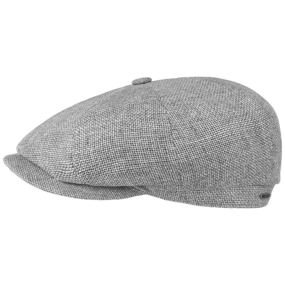 Stetson Hatteras Gråmeleret Virgin Wool/Linen Sixpence Flat Cap - S (55 cm) - Flat Cap fra Stetson hos The Prince Webshop
