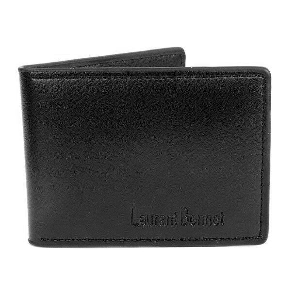 Bi-Fold Tegnebog i Sort Plæder - Slim Form - Tegnebog fra Laurant Bennet Milano hos The Prince Webshop