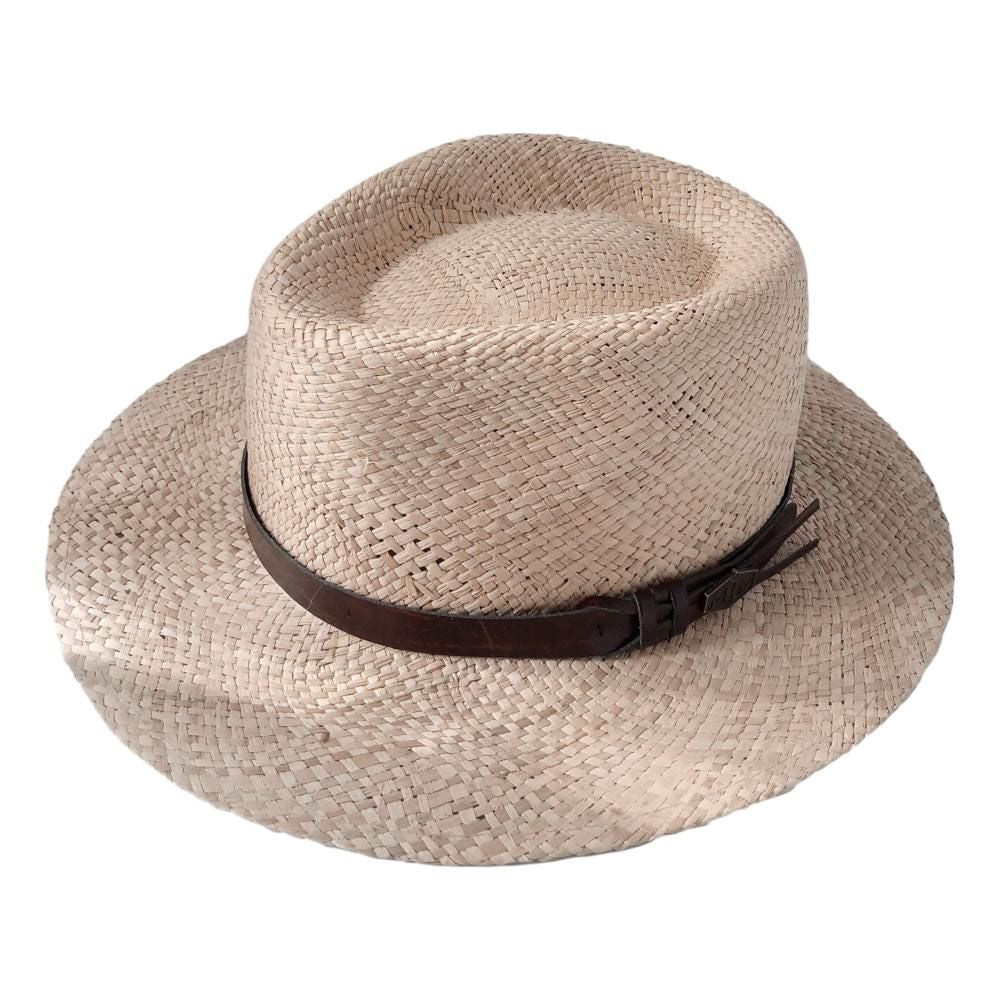 MJM Milas Panama Hat Natur med Læder - S (56 cm) - Hat fra MJM Hats hos The Prince Webshop